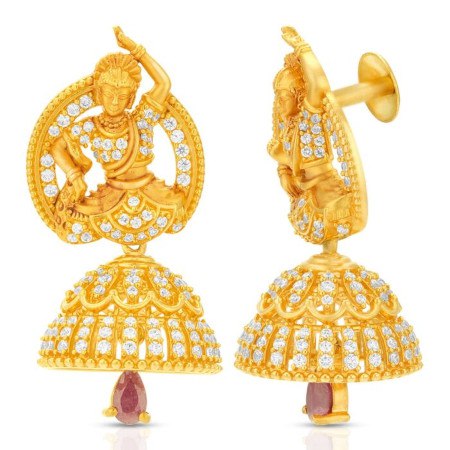 GRT Jewellers: Elegant Dancing Doll Gold Earrings - 4% Offer